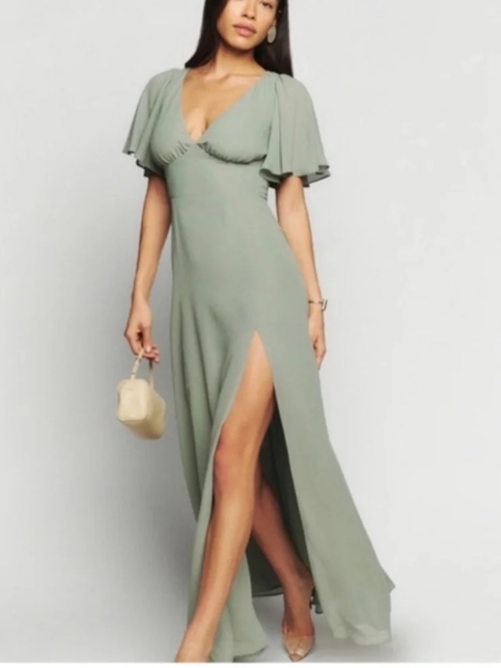 NWT Reformation Shayla Dress Seafoam Maxi Size 20 Formal Gown Maxi
